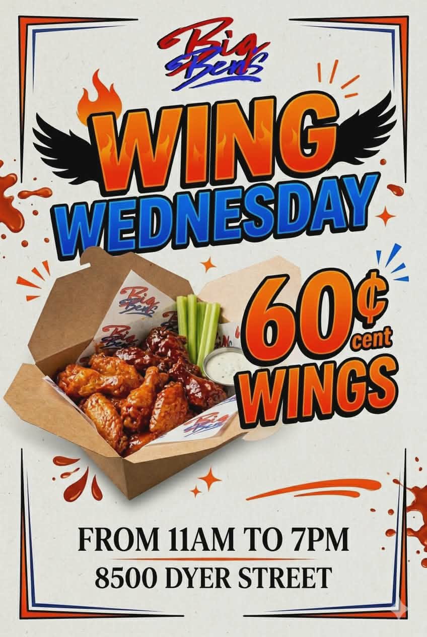 60¢ Wing Wednesday at Sunrise Mini Mart, 8500 Dyer St, El Paso